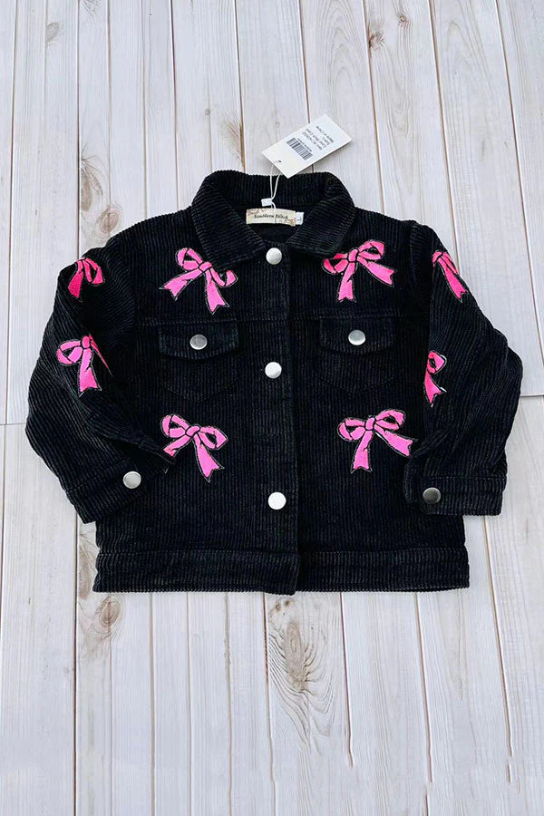 Black pink bow Jean Jackect