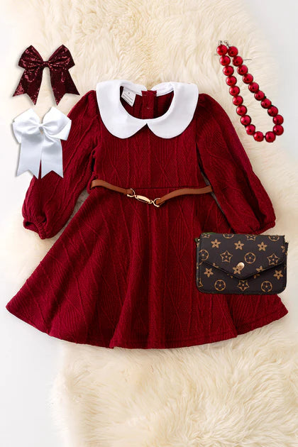 Red Knitted Dress with belt