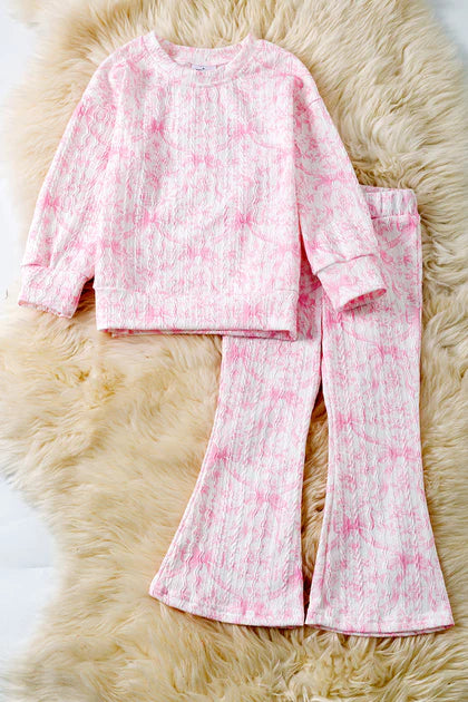 Coquette soft bow printed outfit