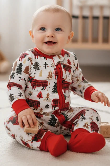 Plaid Bull Baby Onesie