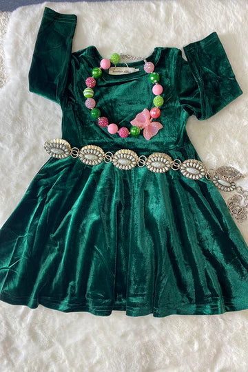 Longsleeve Velvet Green Dress