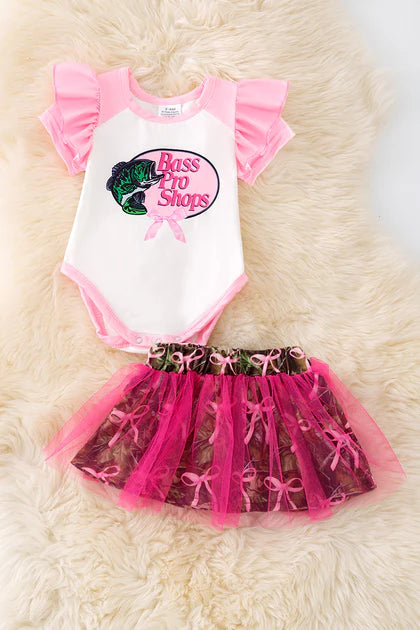 Bass Pro baby outfit with skirt
