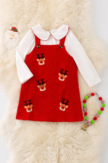 Red Reindeer Dress with long sleeve